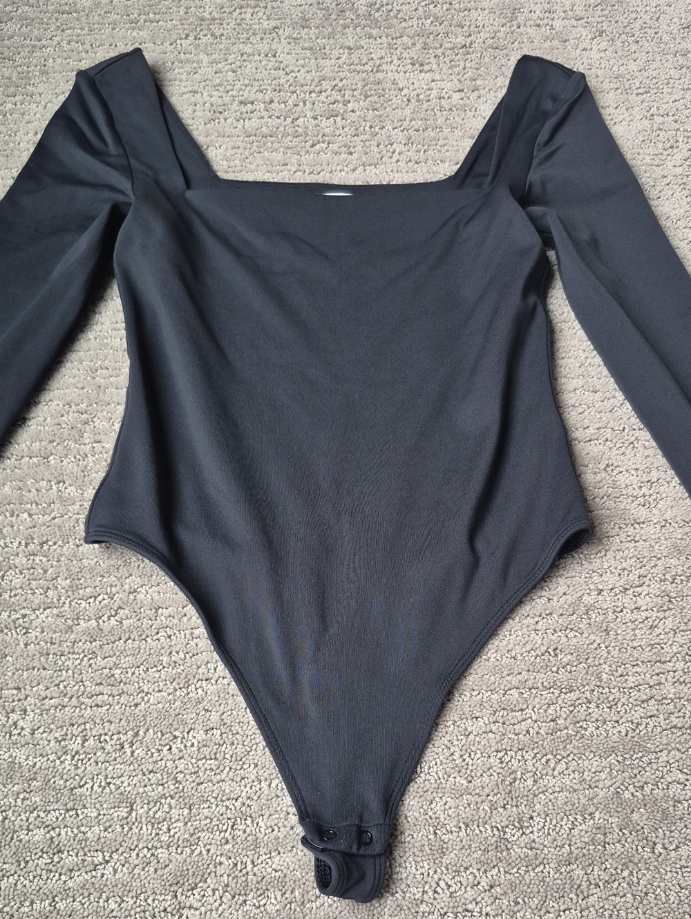 Babaton Black Long-Sleeve Square Neck Women One-Piece Bodysuit